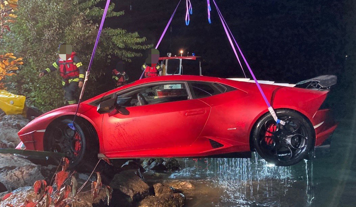 Man drives Lamborghini into lake after mixing up brake, accelerator